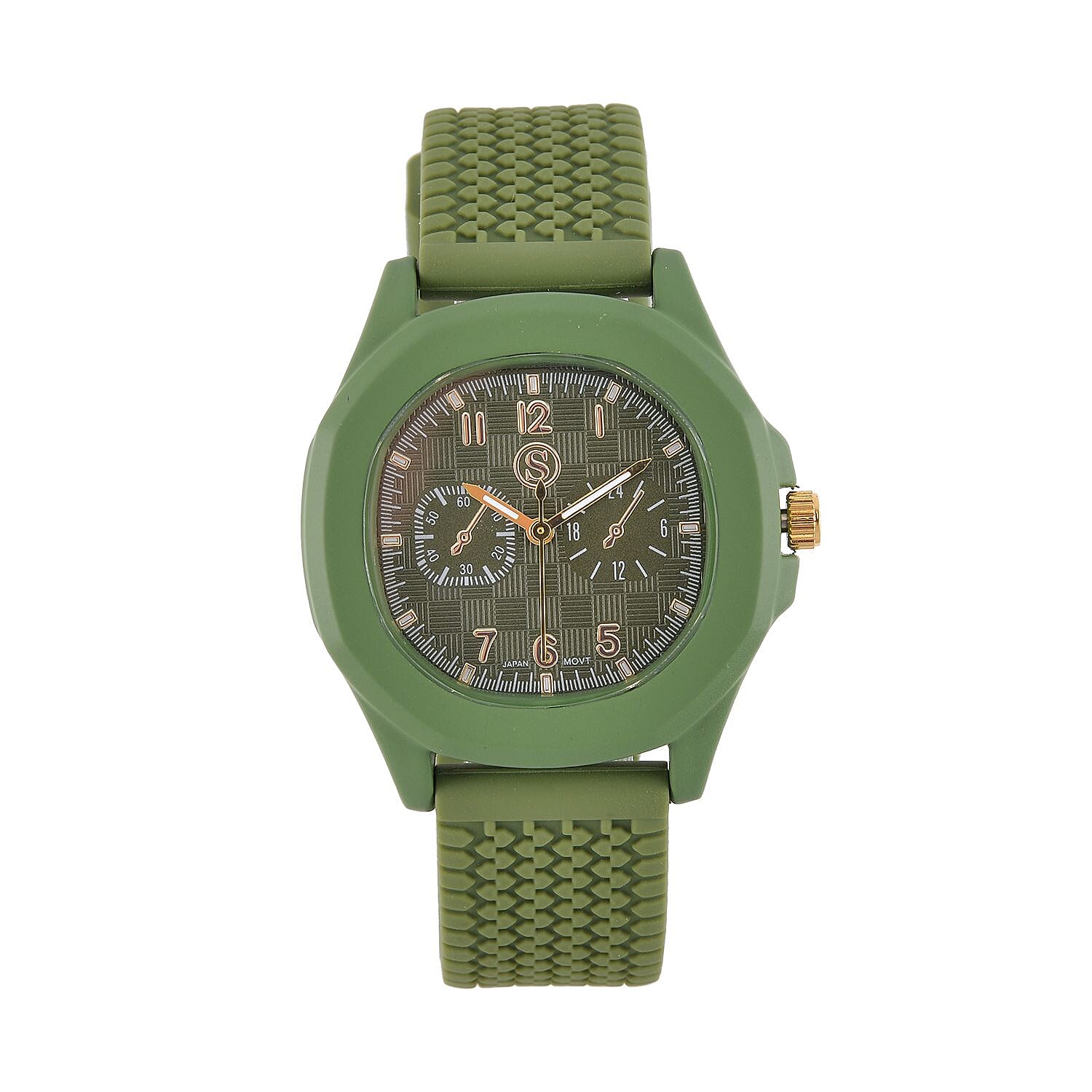STRADA Japan Movt.  Analog Watch With Green Silicone Strap