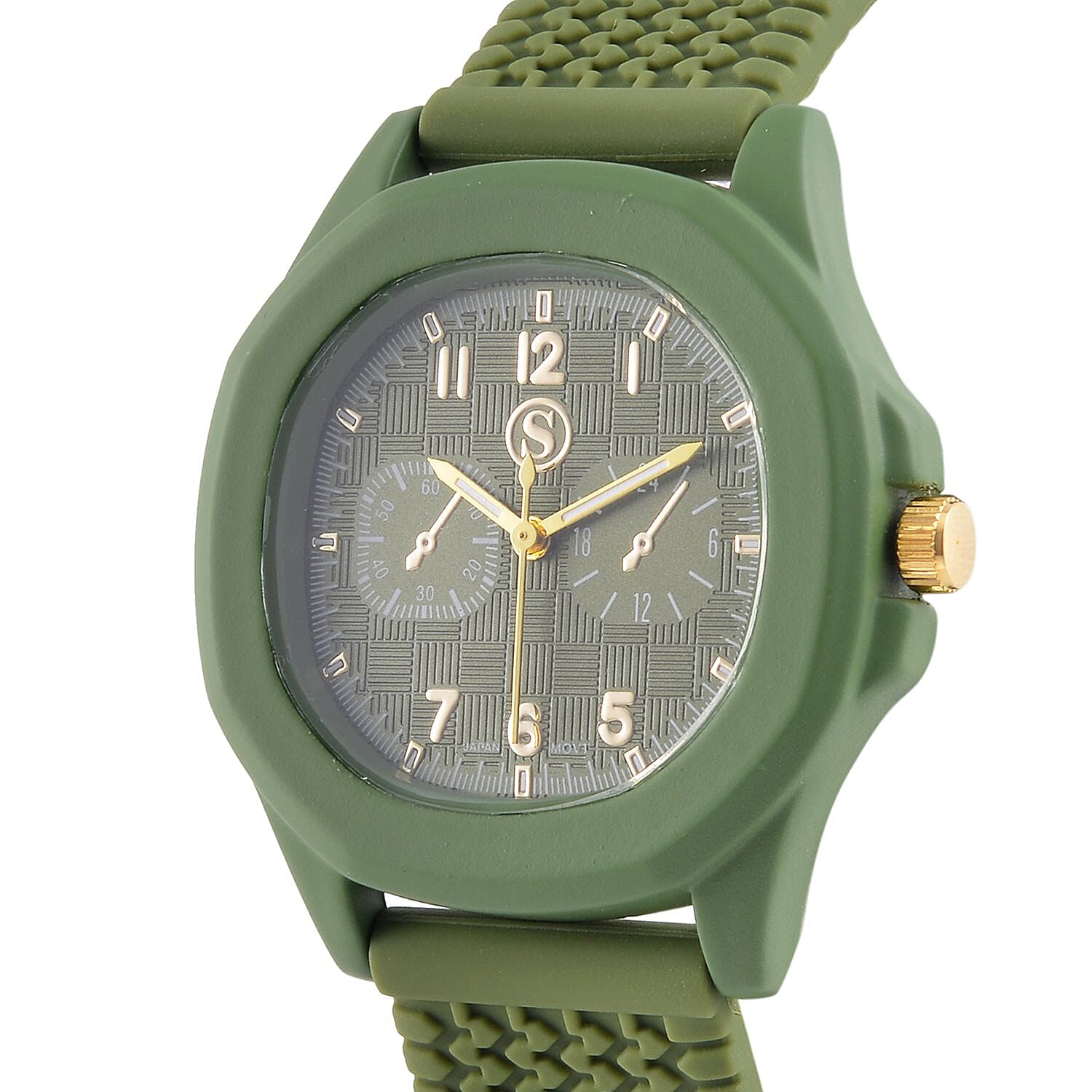 STRADA Japan Movt.  Analog Watch With Green Silicone Strap