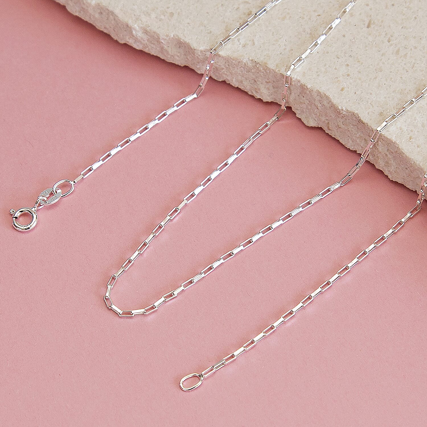 Square Paper Sterling Silver Chain (Size - 24)