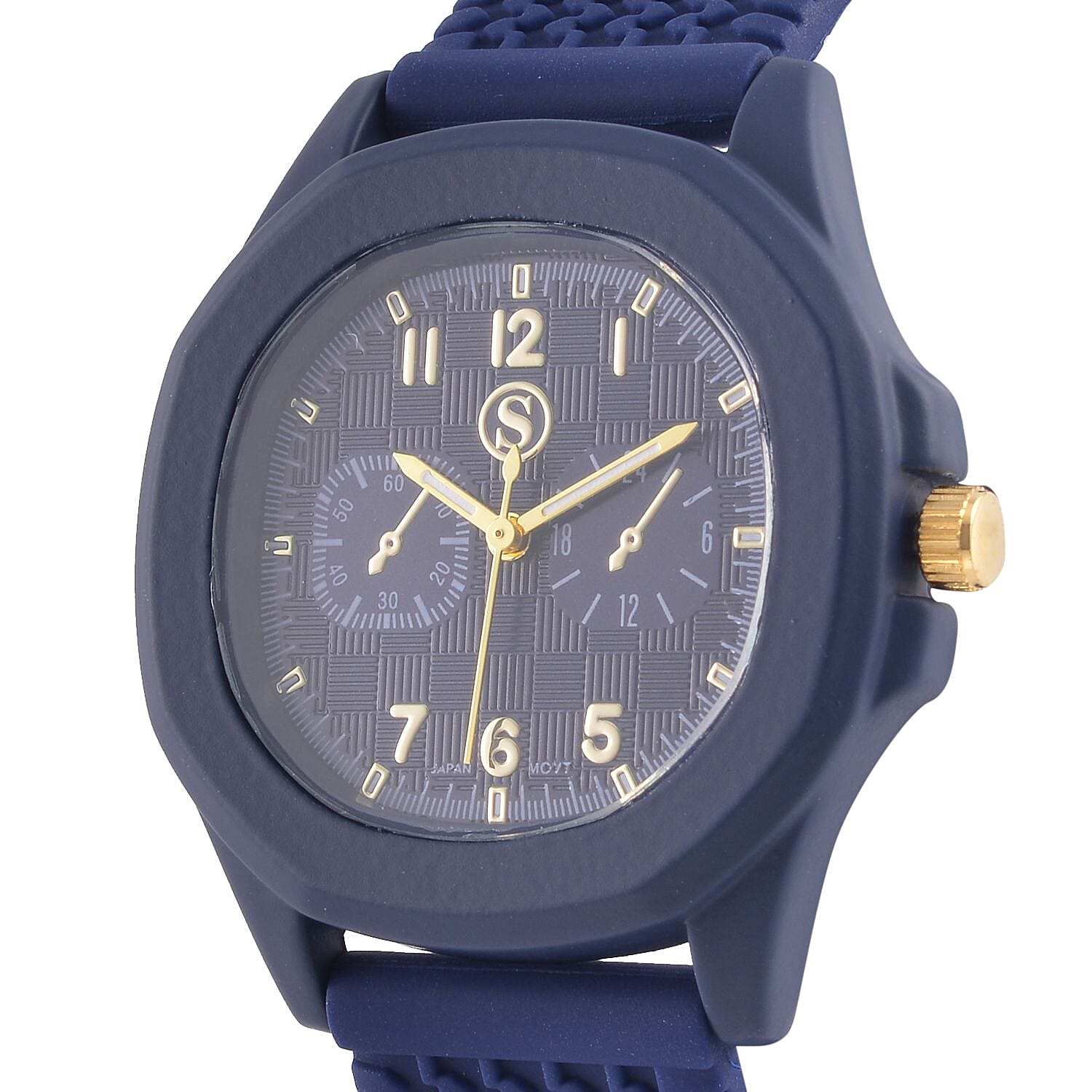 STRADA Japanese Movement Analog Watch With Blue Silicone Strap