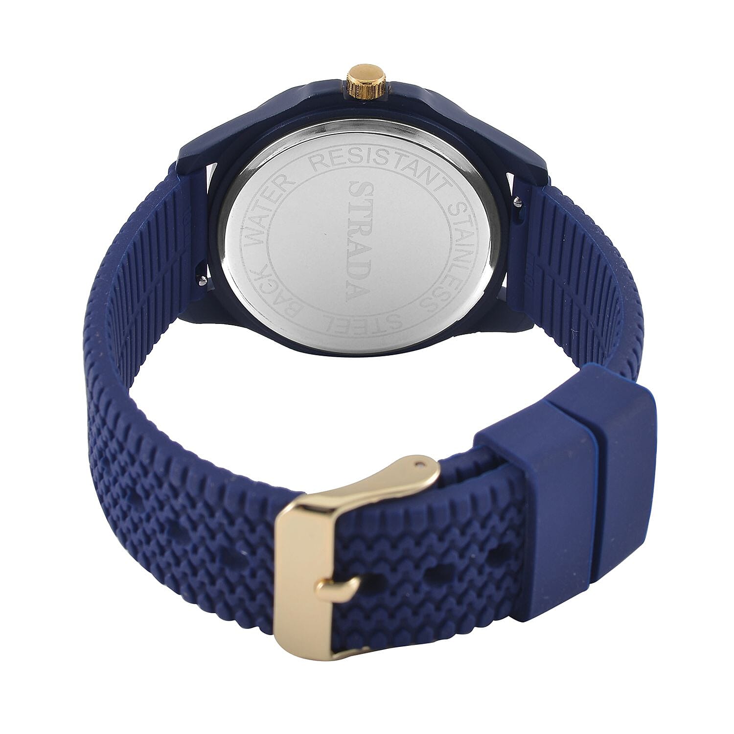 STRADA Japanese Movement Analog Watch With Blue Silicone Strap