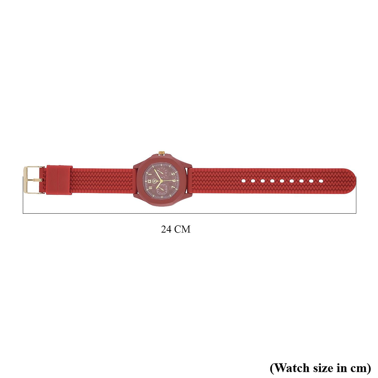 STRADA Japanese Movement Analog Watch With Red Silicone Strap