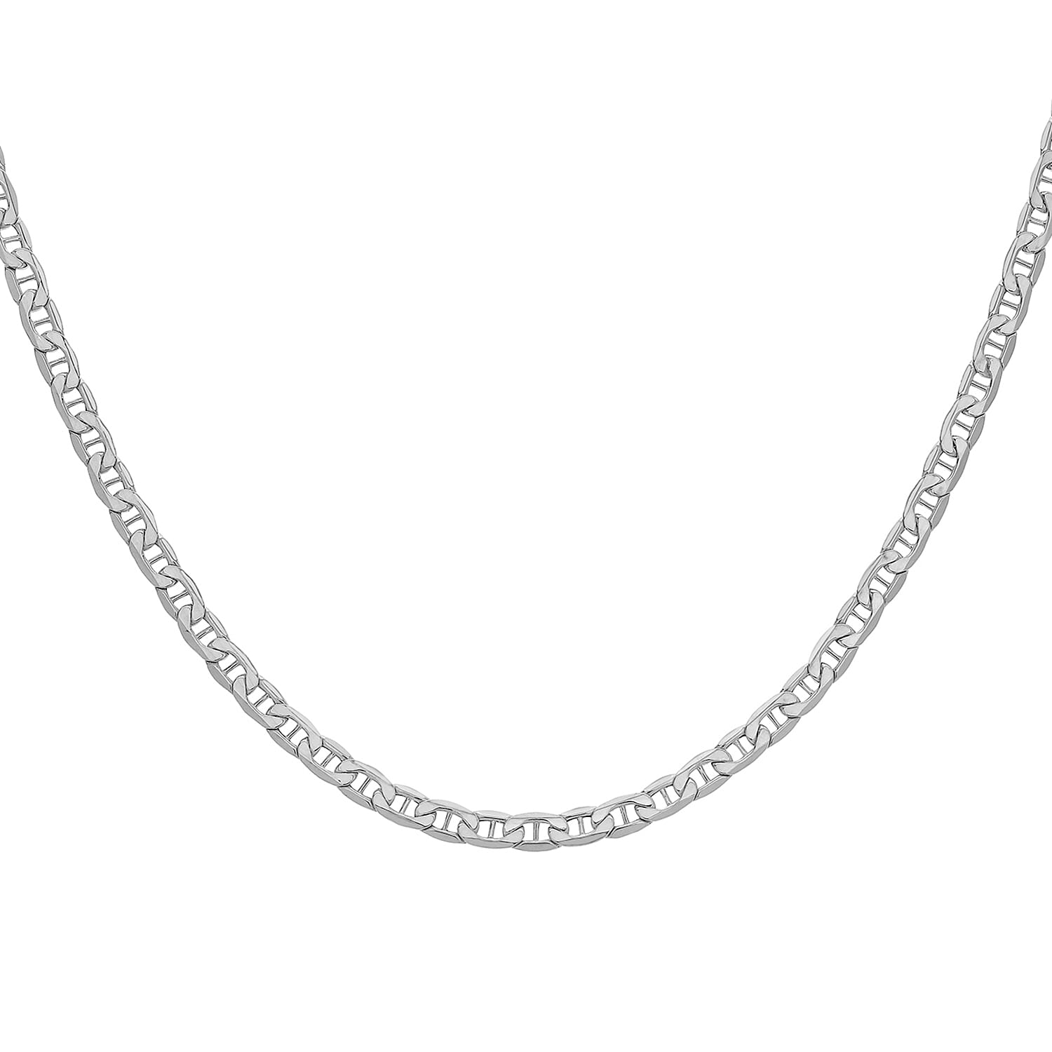 Rhodium Overlay Sterling Silver Chain (Size - 16)