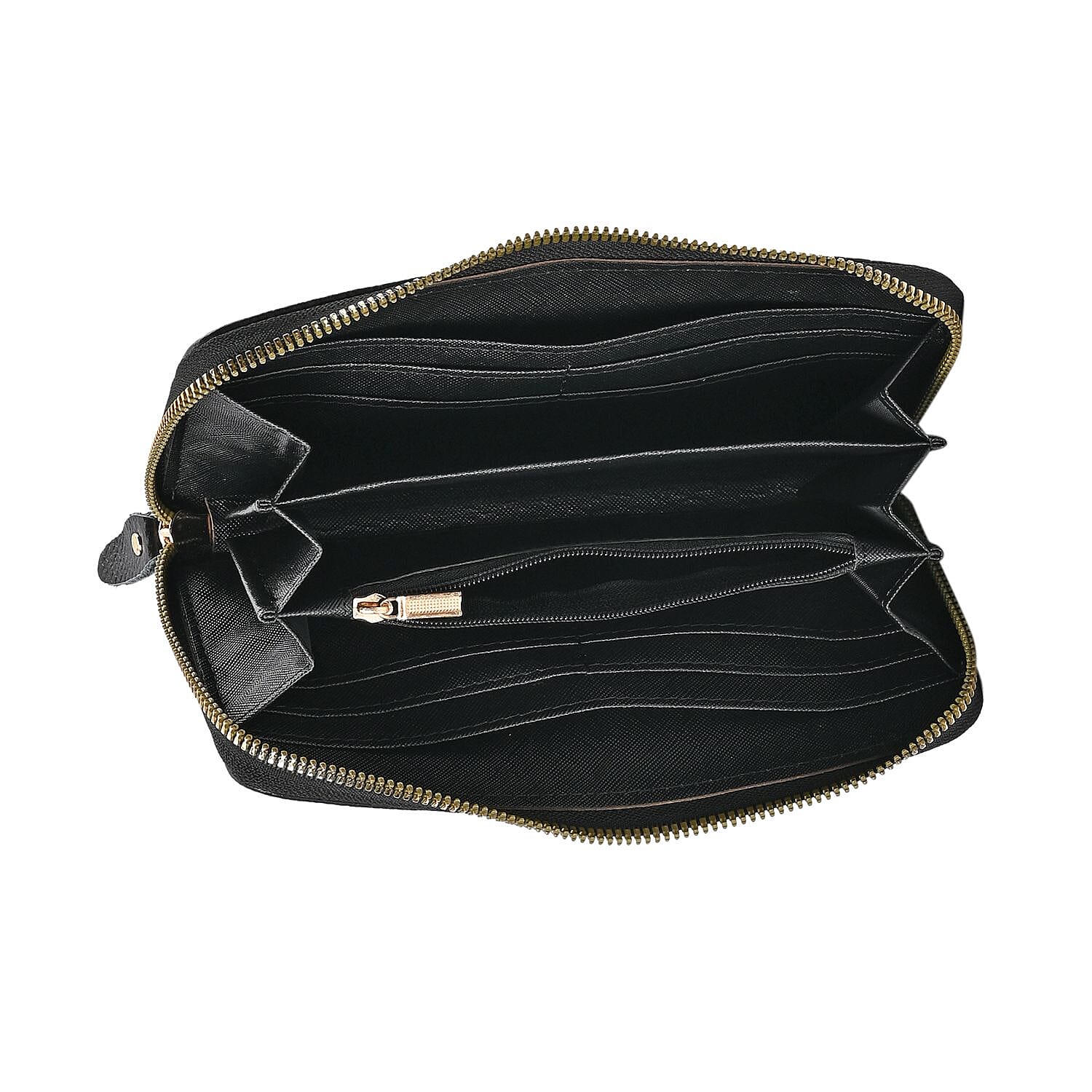  Genuine Leather Wallet with Embossed Quadrate Pattern & RFID Blocking - Black