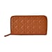 Genuine Leather Wallet with Embossed Quadrate Pattern - RFID Blocking - Tan