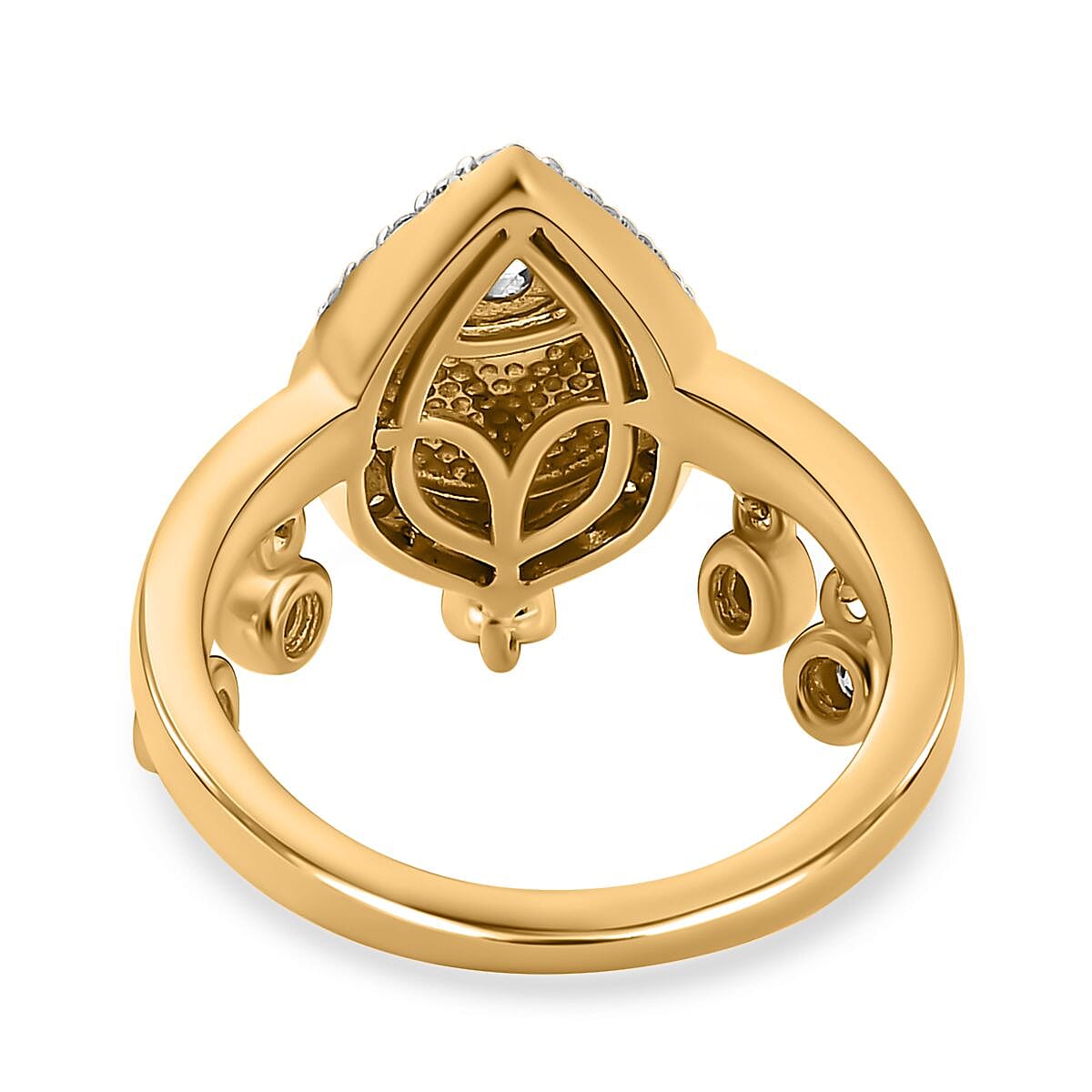 Ethiopian Welo Opal & Moissanite Ring in 18K Yellow Gold Vermeil Plated Sterling Silver