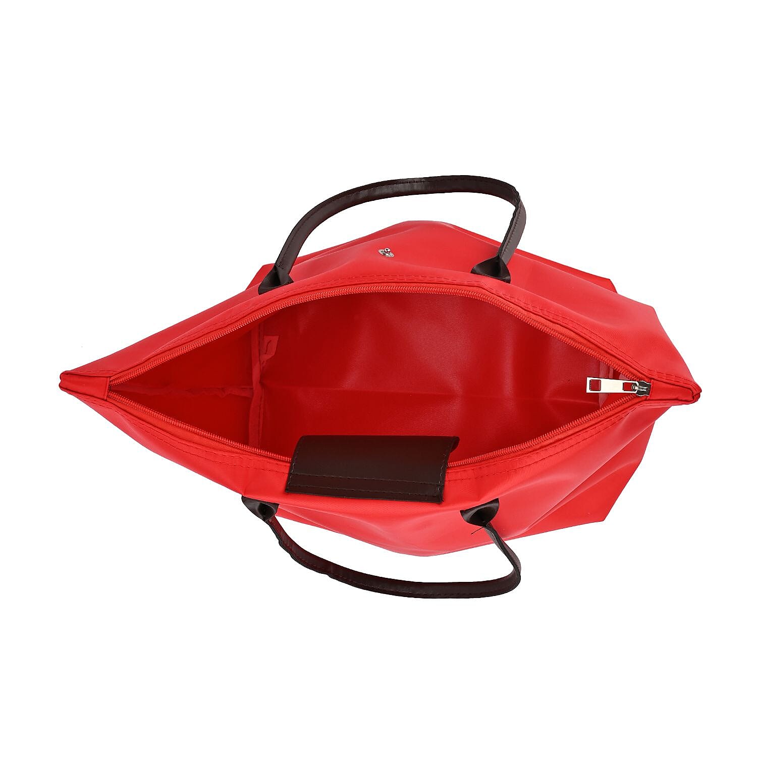 Set of 4 - Tote & Cosmetic Bag with Exterior Zipped Pocket & Handle Drop - Red