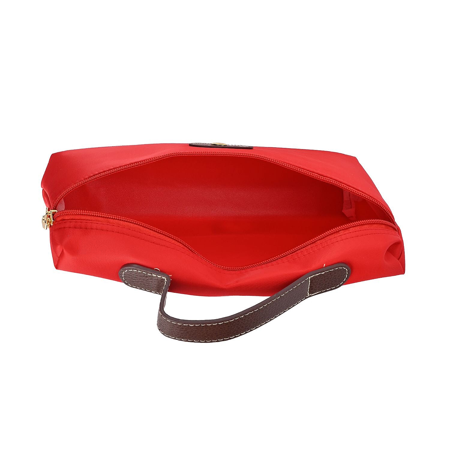 Set of 4 - Tote & Cosmetic Bag with Exterior Zipped Pocket & Handle Drop - Red