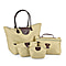 Set of 4 - Tote & Cosmetic Bag with Exterior Zipped Pocket & Handle Drop - Beige