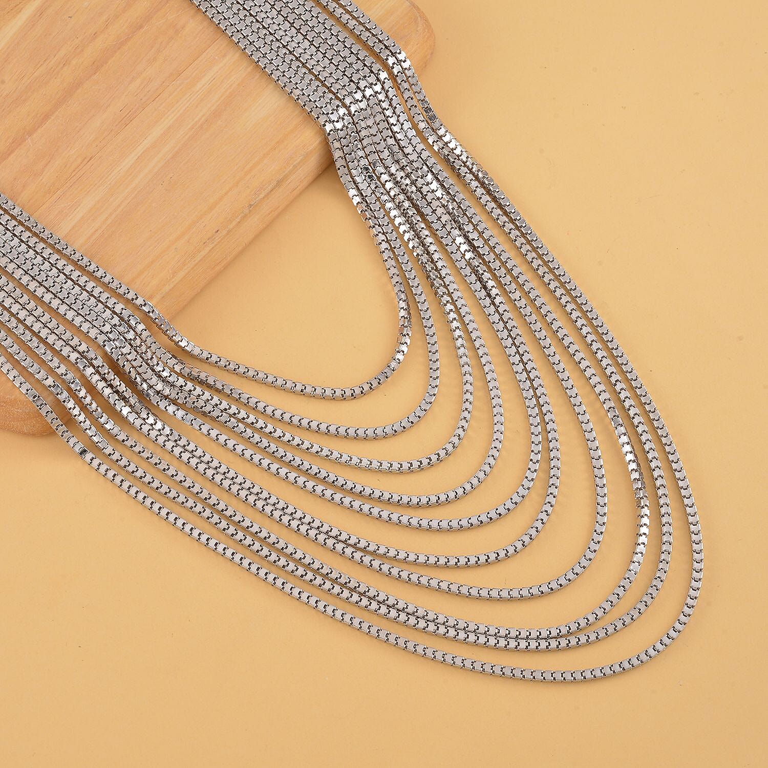 Multi Strand Necklace (Size - 18.5-5.5) in Silver tone