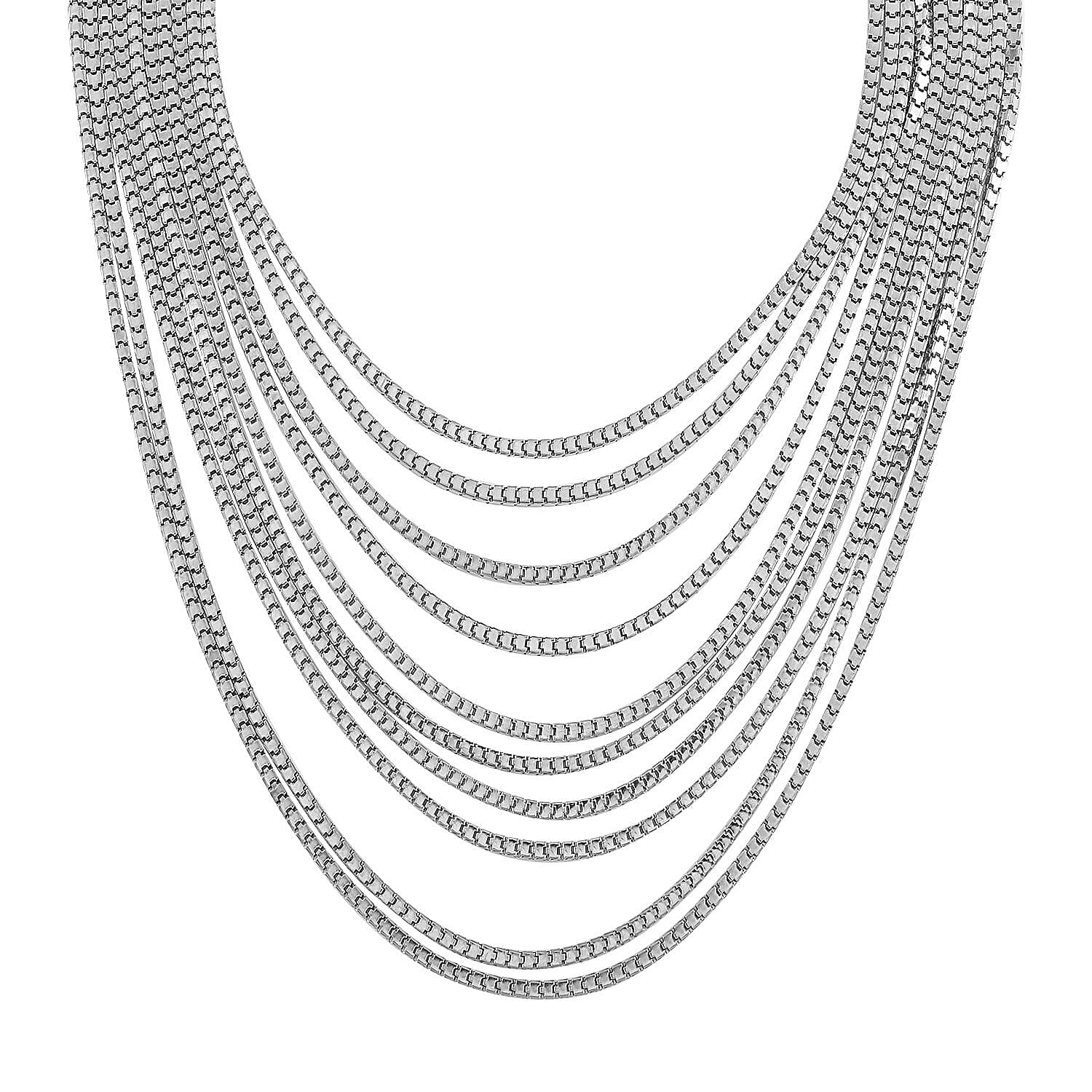 Multi Strand Necklace (Size - 18.5-5.5) in Silver tone