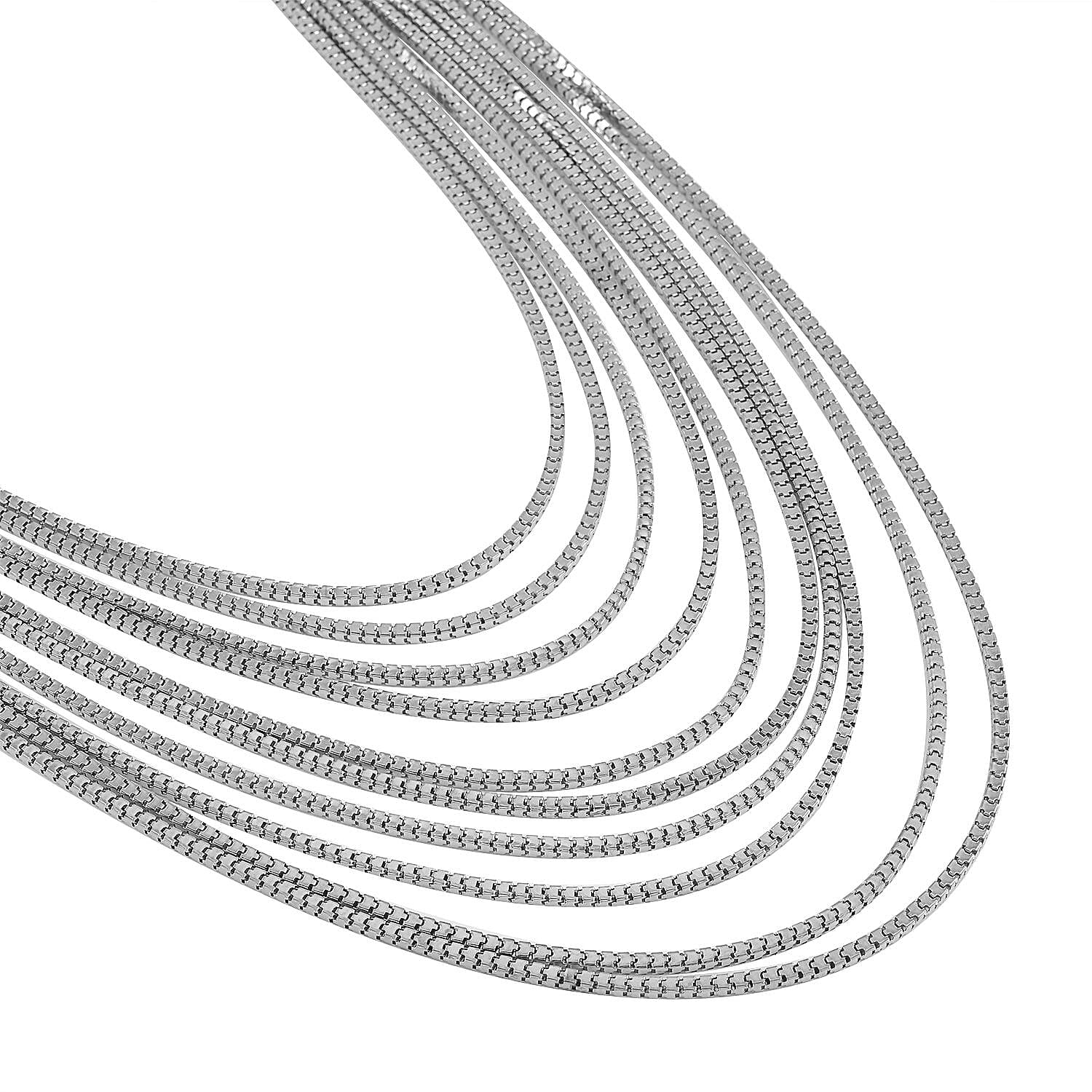 Multi Strand Necklace (Size - 18.5-5.5) in Silver tone