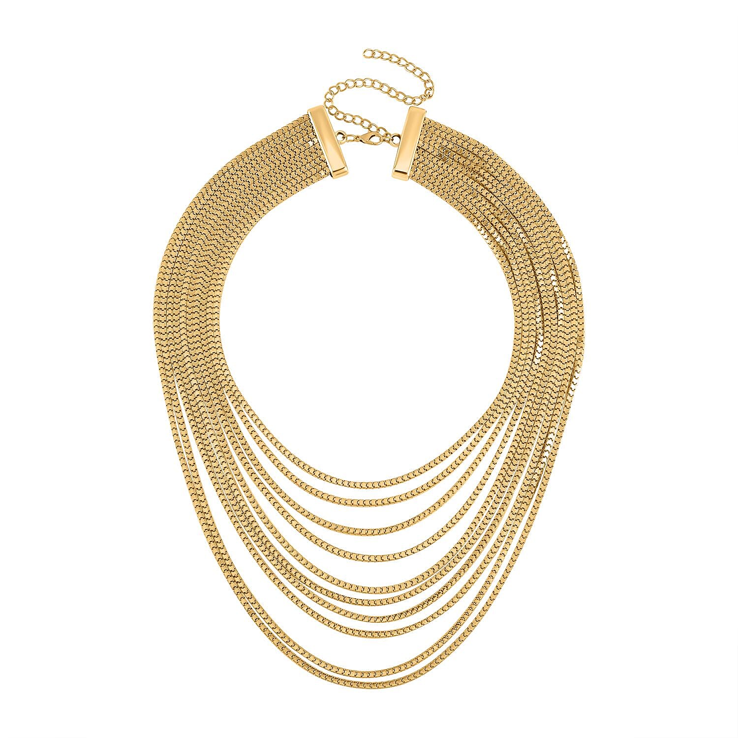 Multi Strand Necklace (Size - 18.5-5.5) in Yellow Gold Tone