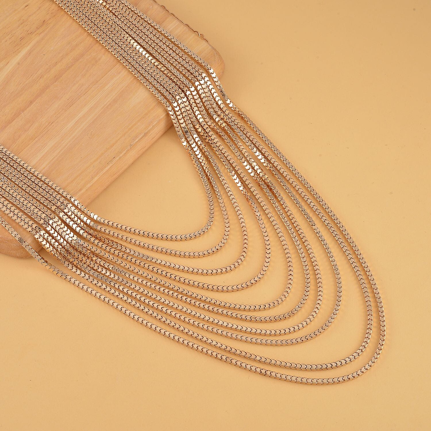 Multi Strand Necklace (Size - 18.5-5.5) in Yellow Gold Tone