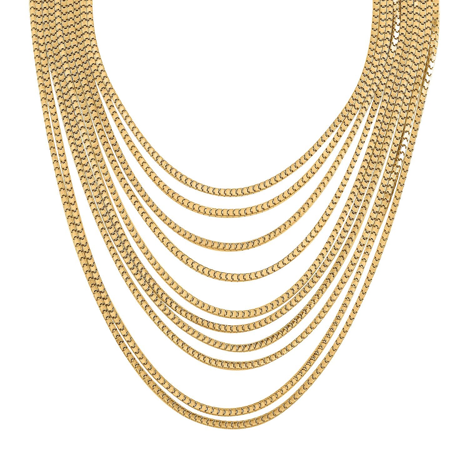 Multi Strand Necklace (Size - 18.5-5.5) in Yellow Gold Tone