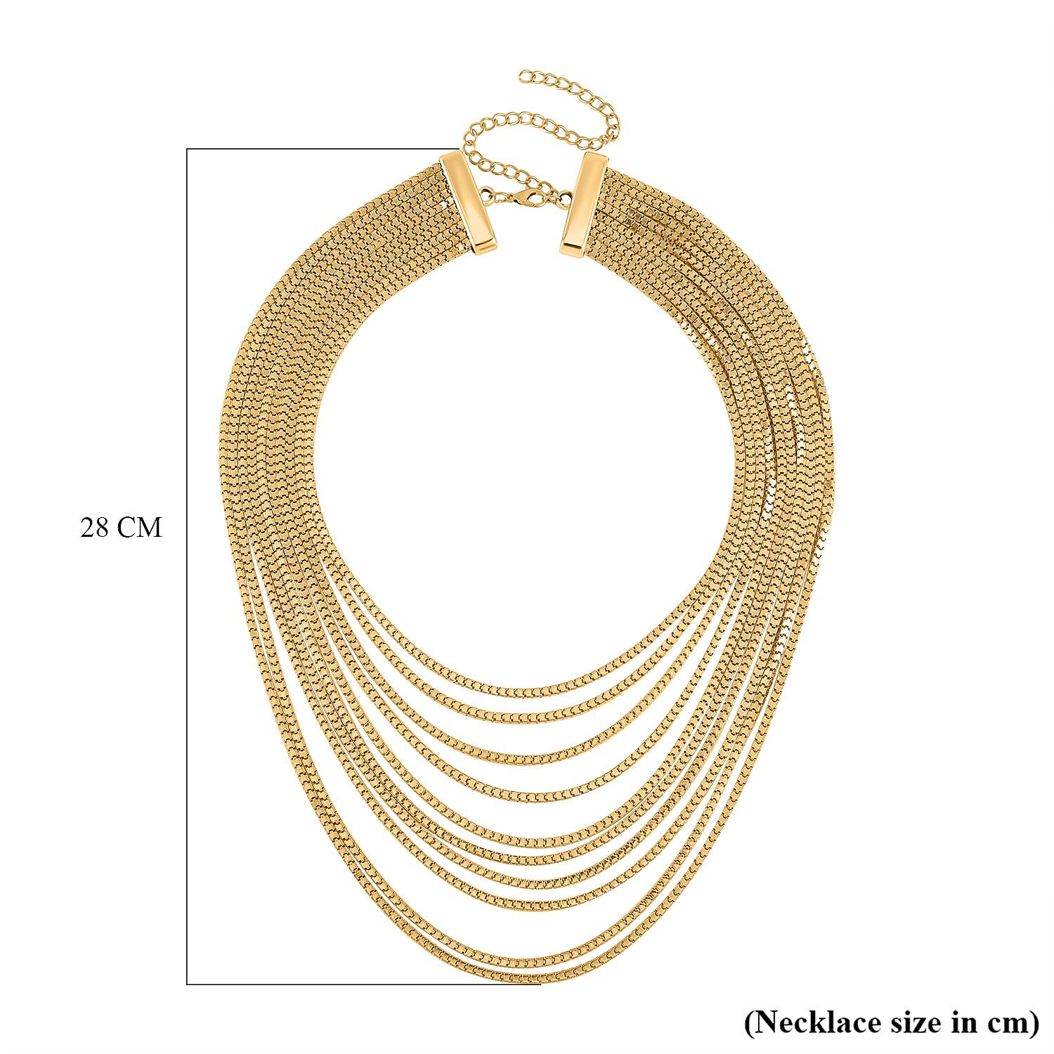 Multi Strand Necklace (Size - 18.5-5.5) in Yellow Gold Tone