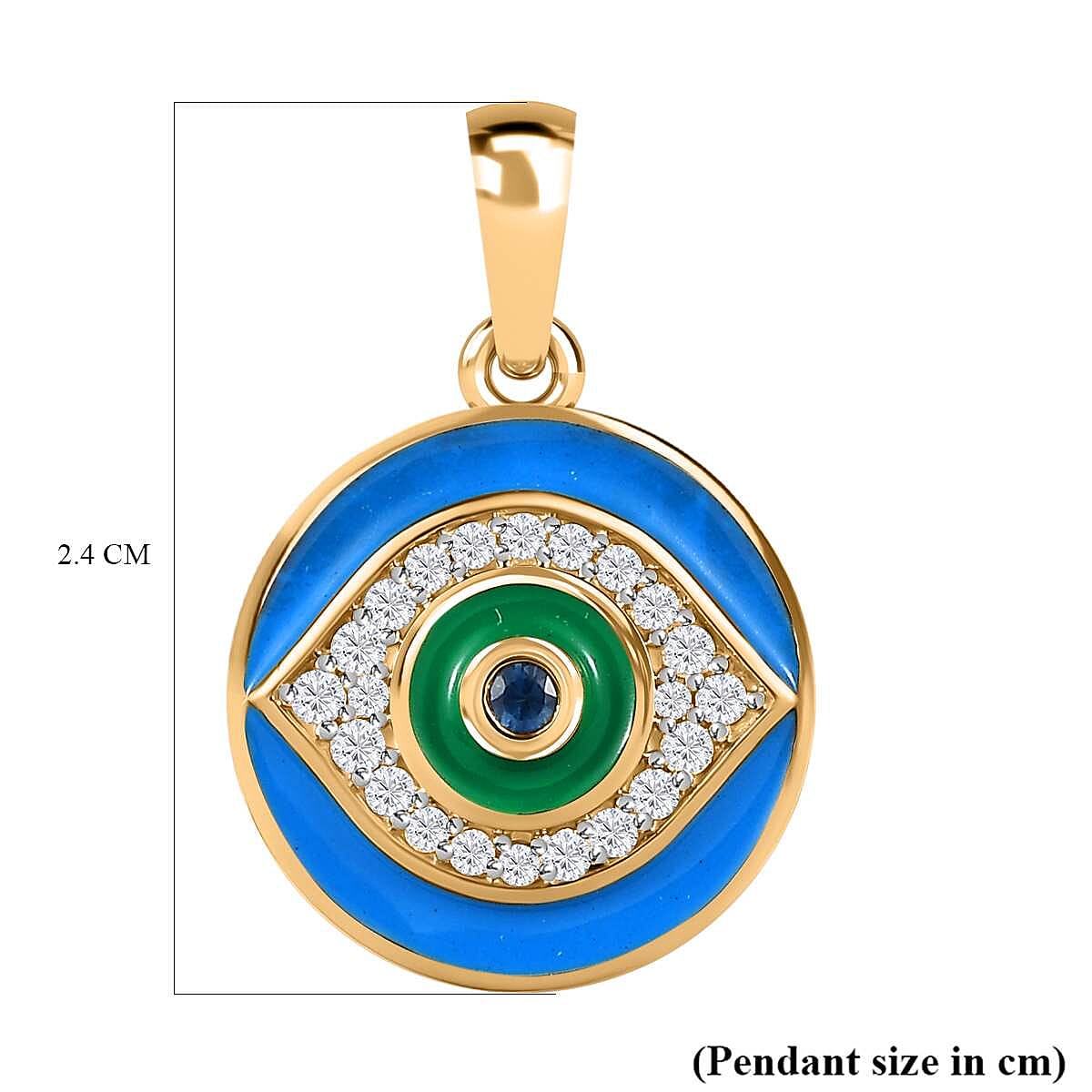 9K Yellow Gold Blue Sapphire and Moissanite Pendant