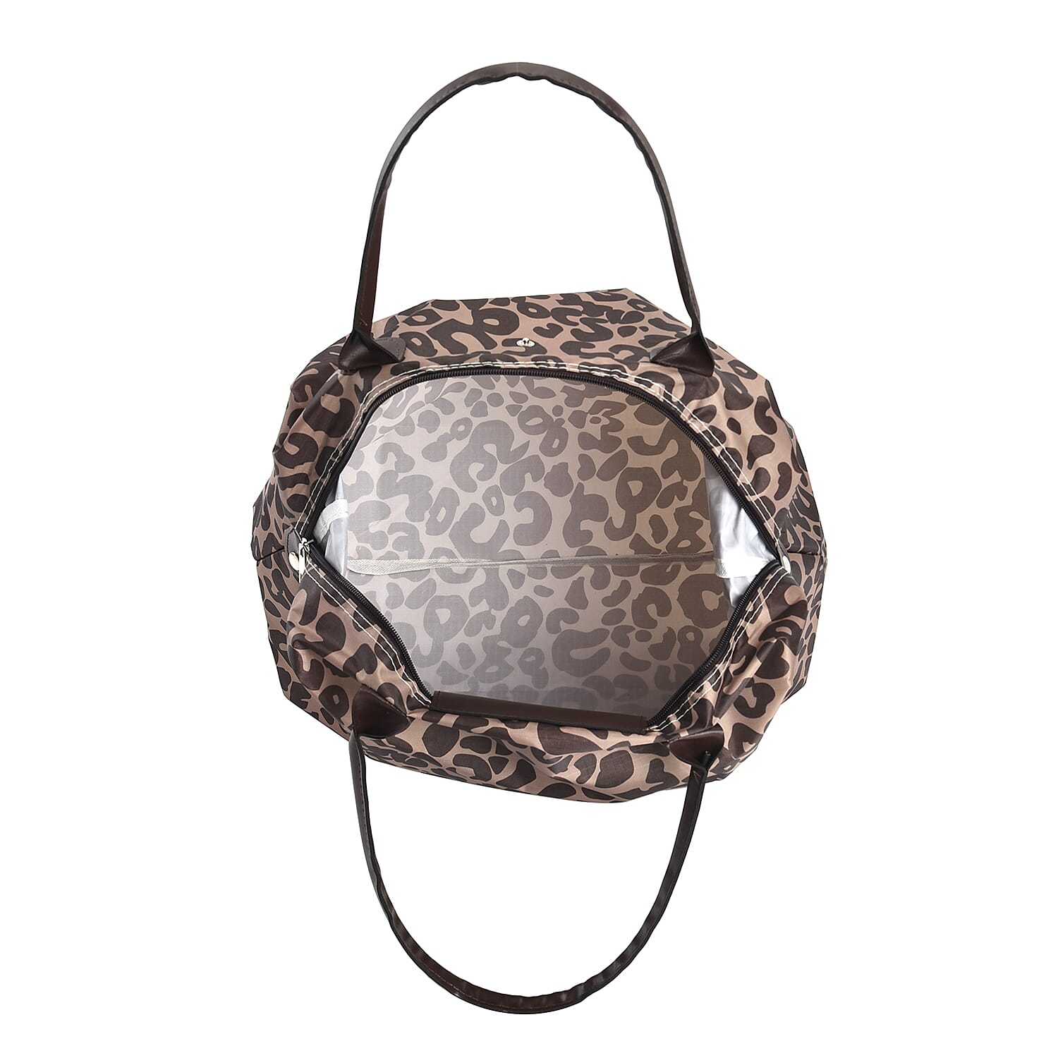 Set of 3 - Leopard Pattern Tote Bag with Handle Drop - Brown & Black