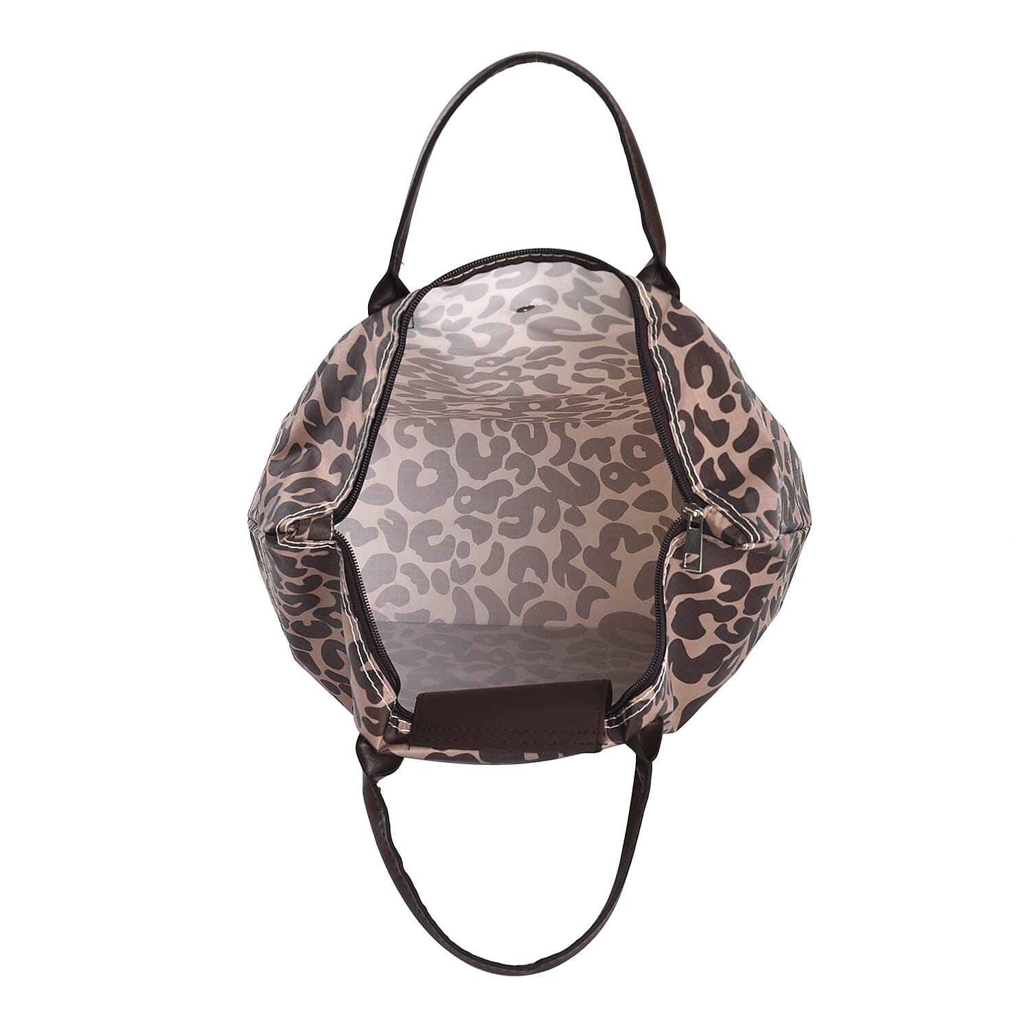 Set of 3 - Leopard Pattern Tote Bag with Handle Drop - Brown & Black