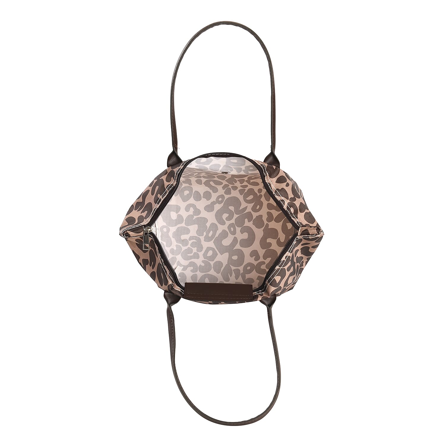 Set of 3 - Leopard Pattern Tote Bag with Handle Drop - Brown & Black