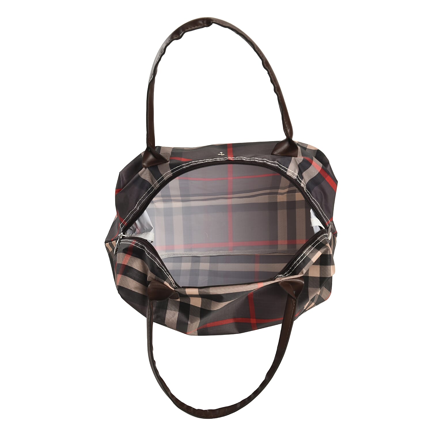 Set of 3 - Checkered Pattern Tote Bag with Handle Drop - White and Black