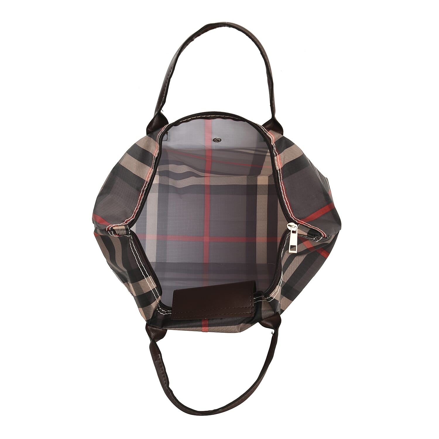 Set of 3 - Checkered Pattern Tote Bag with Handle Drop - White and Black