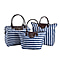 Set of 3 - Floral Pattern Tote Bag with Handle Drop - Grey