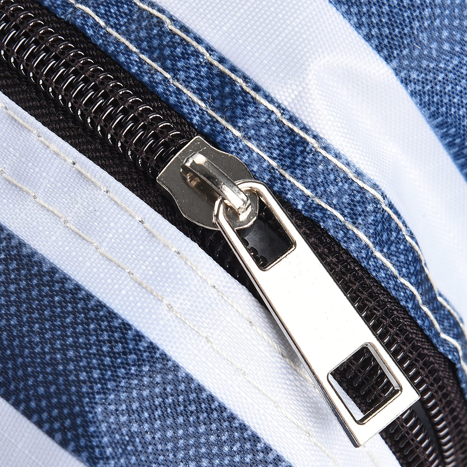 Set of 3 - Stripe Pattern Tote Bag with Handle Drop - White & Blue