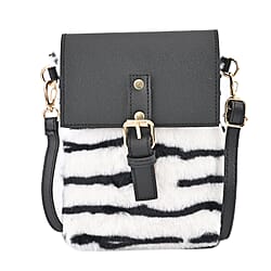 Stylish Zebra Stripe Pattern Leatherette Crossbody Bag - Blue - Black