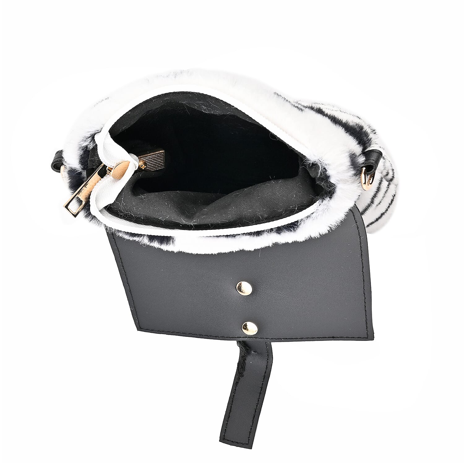 Stylish Zebra Stripe Pattern Leatherette Crossbody Bag - White & Black