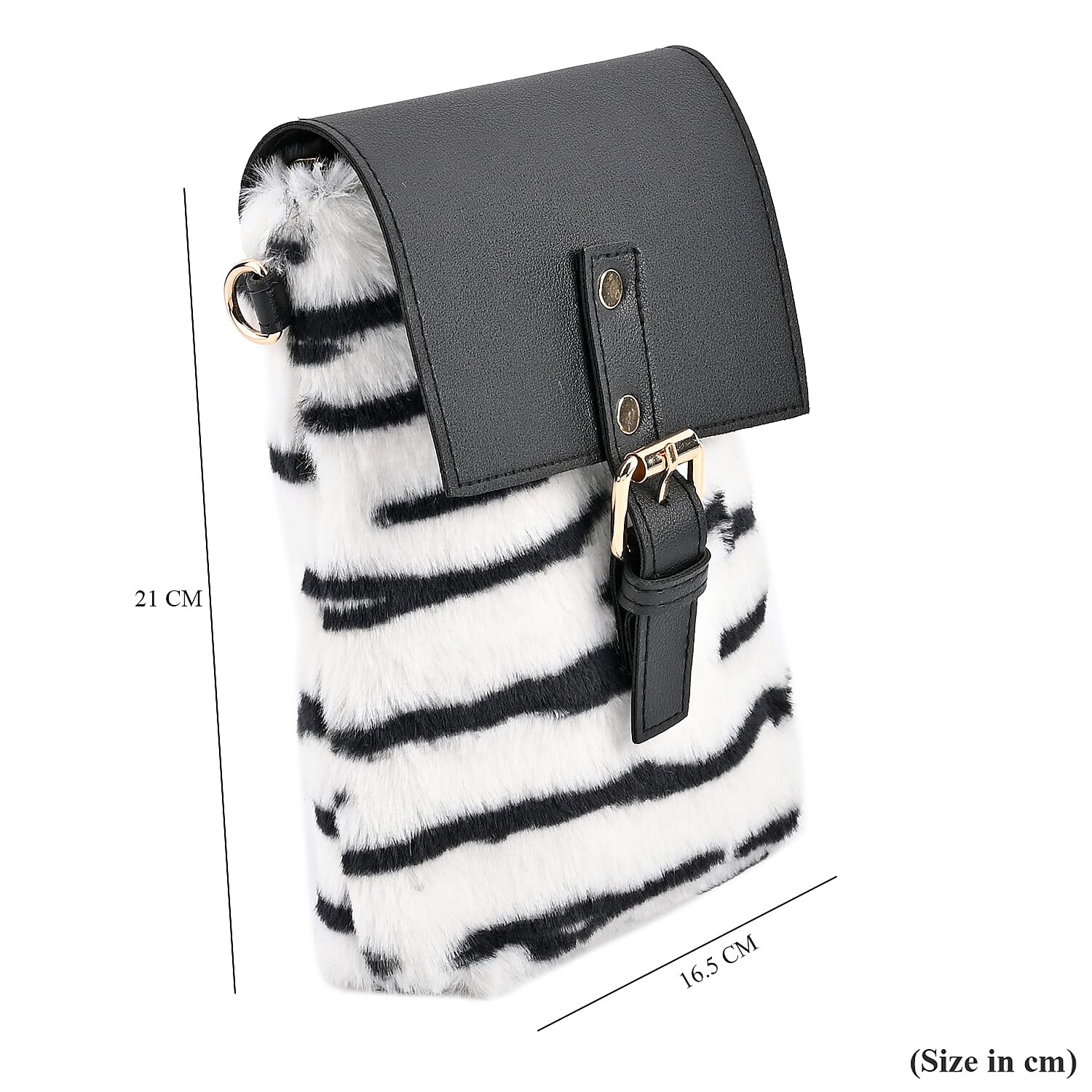 Stylish Zebra Stripe Pattern Leatherette Crossbody Bag - White & Black