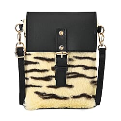 Stylish Zebra Stripe Pattern Leatherette Crossbody Bag - Blue - Black