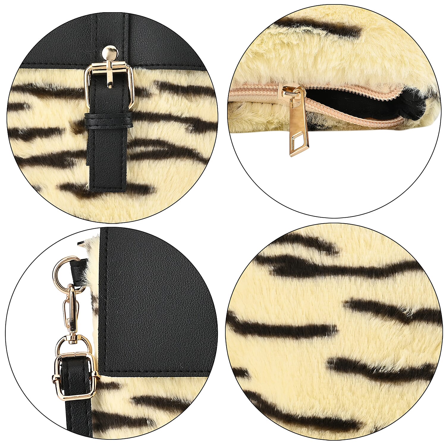 Stylish Zebra Stripe Pattern Leatherette Crossbody Bag - Yellow & Black