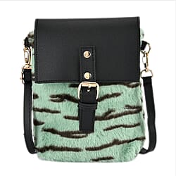 Stylish Zebra Stripe Pattern Leatherette Crossbody Bag - Blue - Black