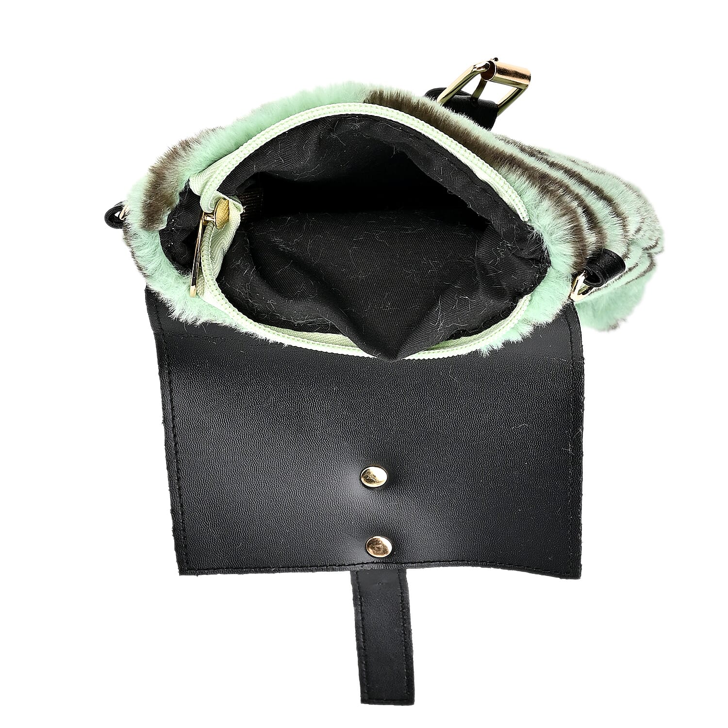 Stylish Zebra Stripe Pattern Leatherette Crossbody Bag - Green & Black