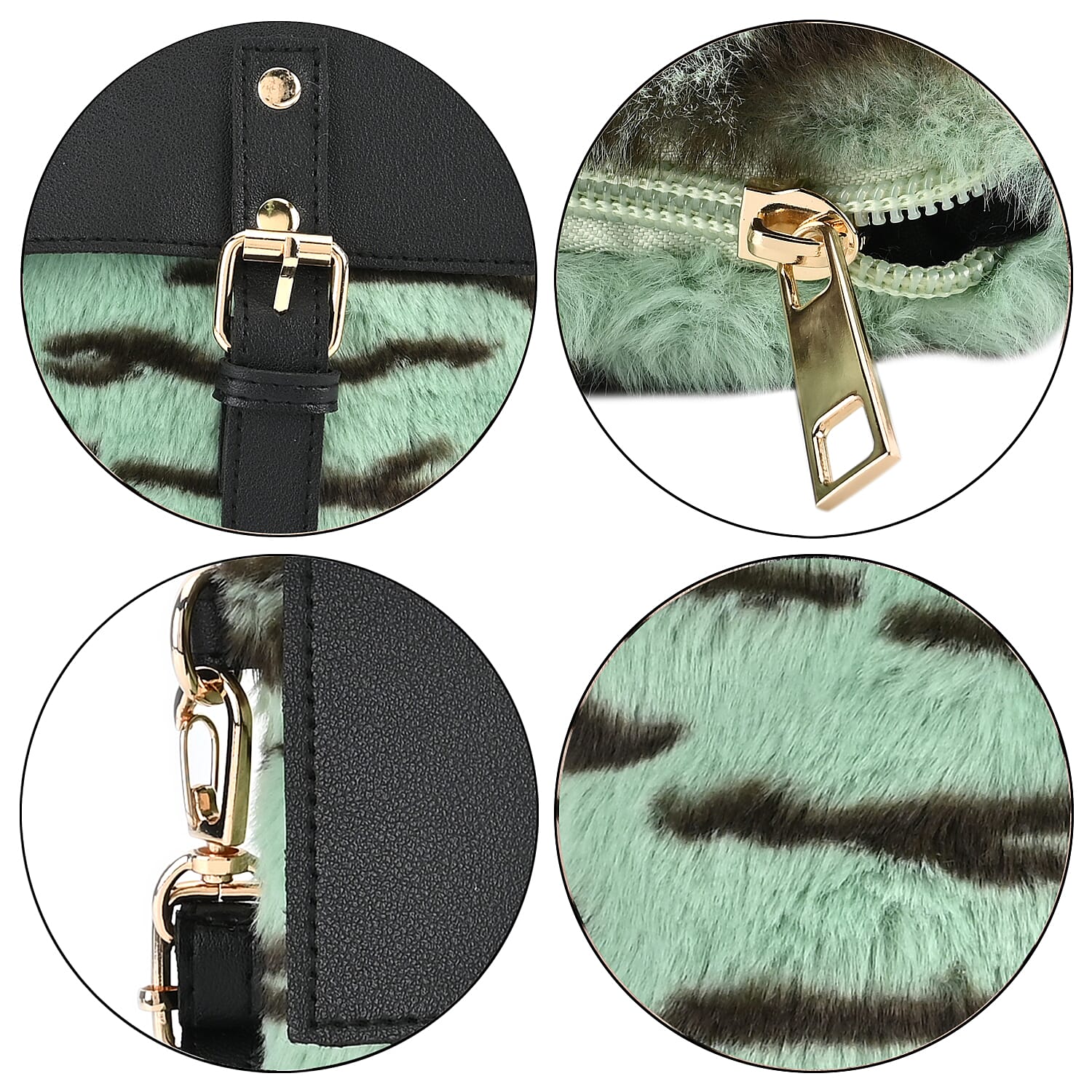 Stylish Zebra Stripe Pattern Leatherette Crossbody Bag - Green & Black