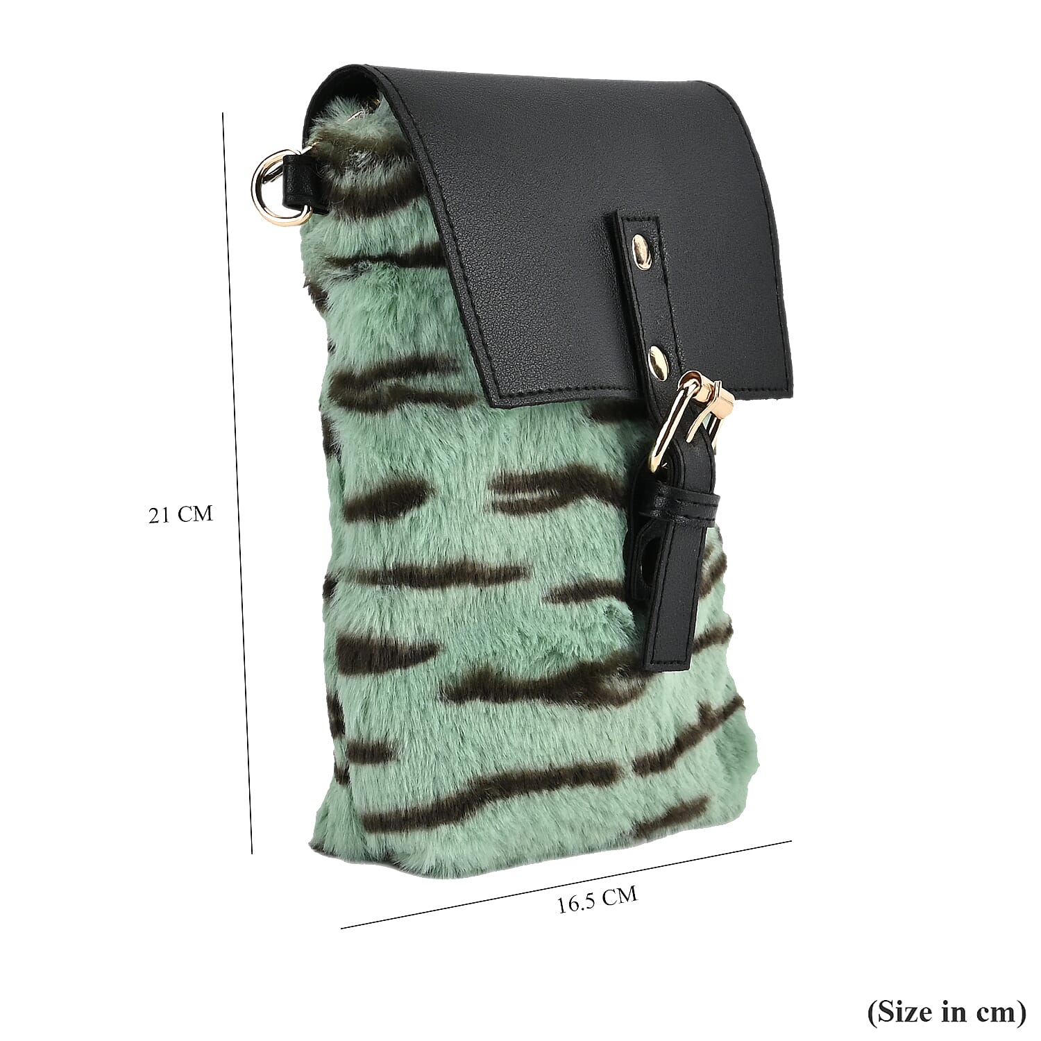 Stylish Zebra Stripe Pattern Leatherette Crossbody Bag - Green & Black