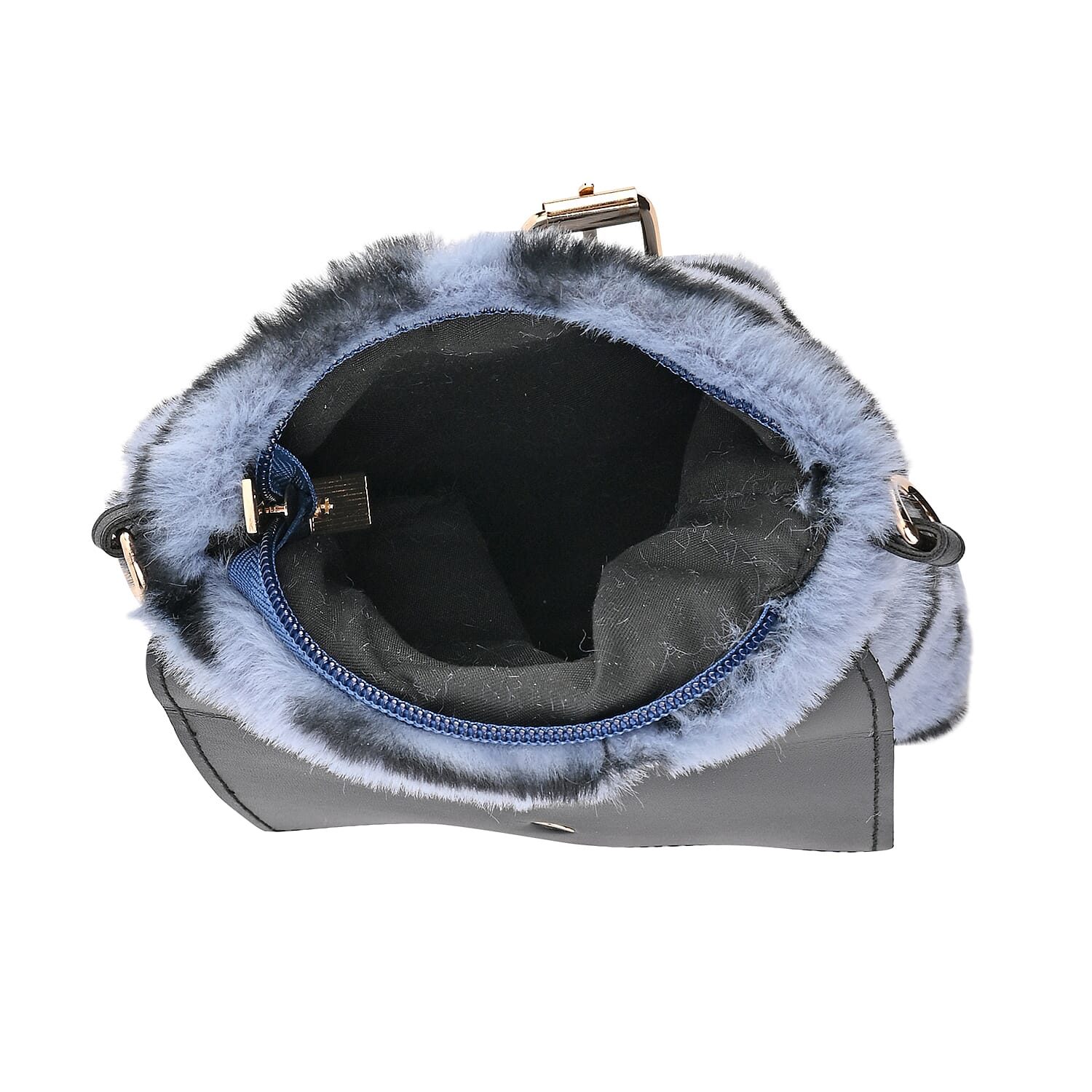 Stylish Zebra Stripe Pattern Leatherette Crossbody Bag - Blue - Black