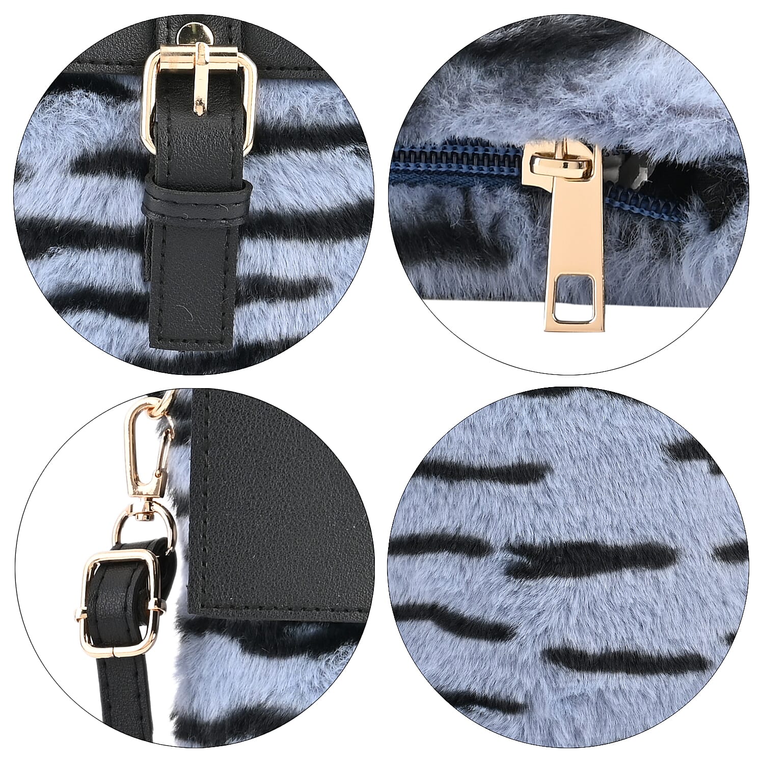 Stylish Zebra Stripe Pattern Leatherette Crossbody Bag - Blue - Black