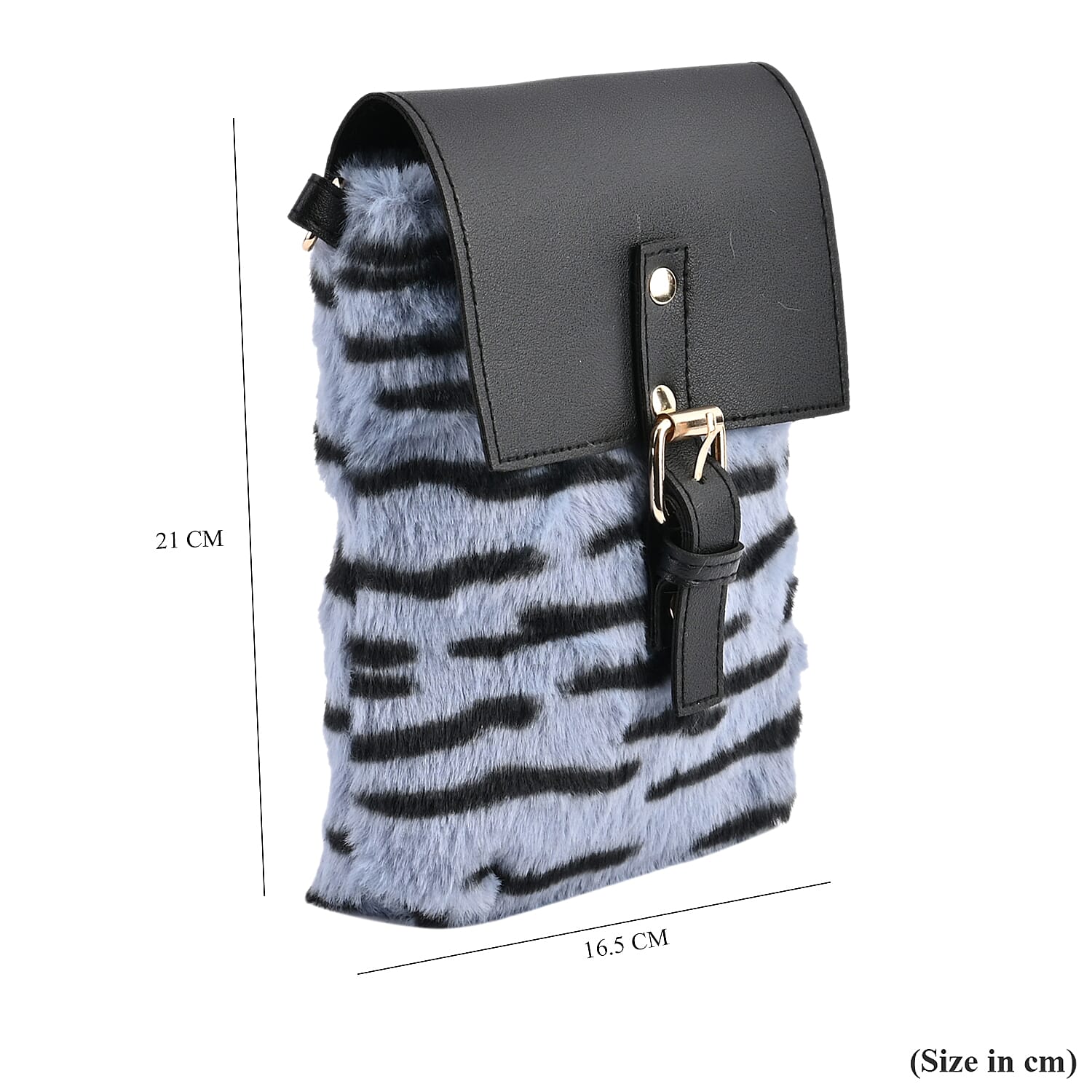 Stylish Zebra Stripe Pattern Leatherette Crossbody Bag - Blue - Black