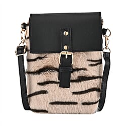 Stylish Zebra Stripe Pattern Leatherette Crossbody Bag - Blue - Black
