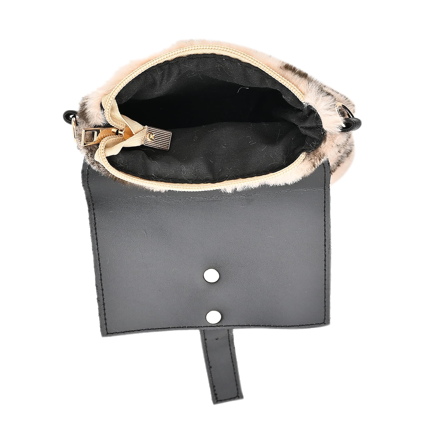 Stylish Zebra Stripe Pattern Leatherette Crossbody Bag - Beige - Black