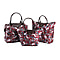 Set of 3 - Floral Pattern Tote Bag with Handle Drop - Grey