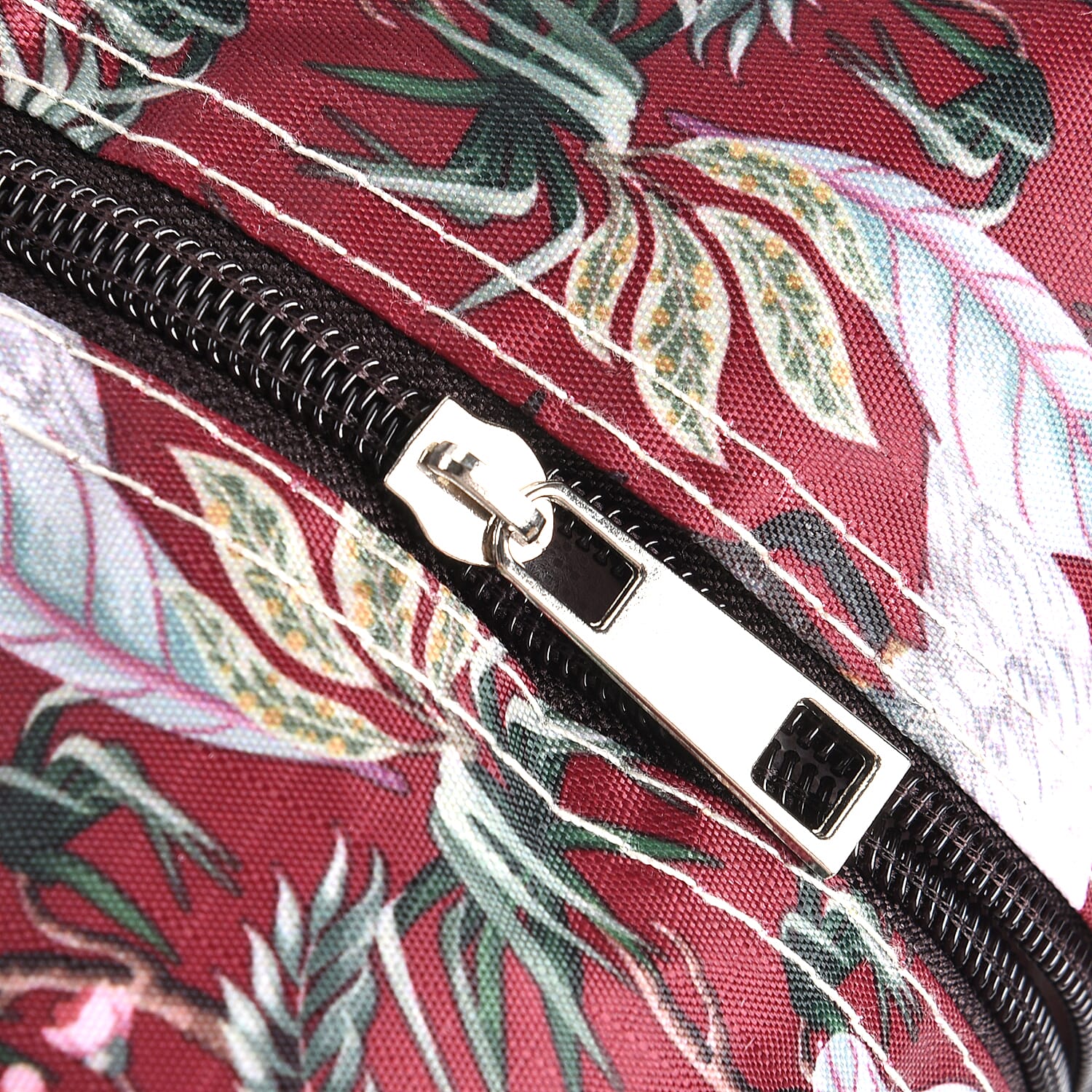 Set of 3 - Bird & Leaves Pattern Tote Bag with Handle Drop - Burgundy