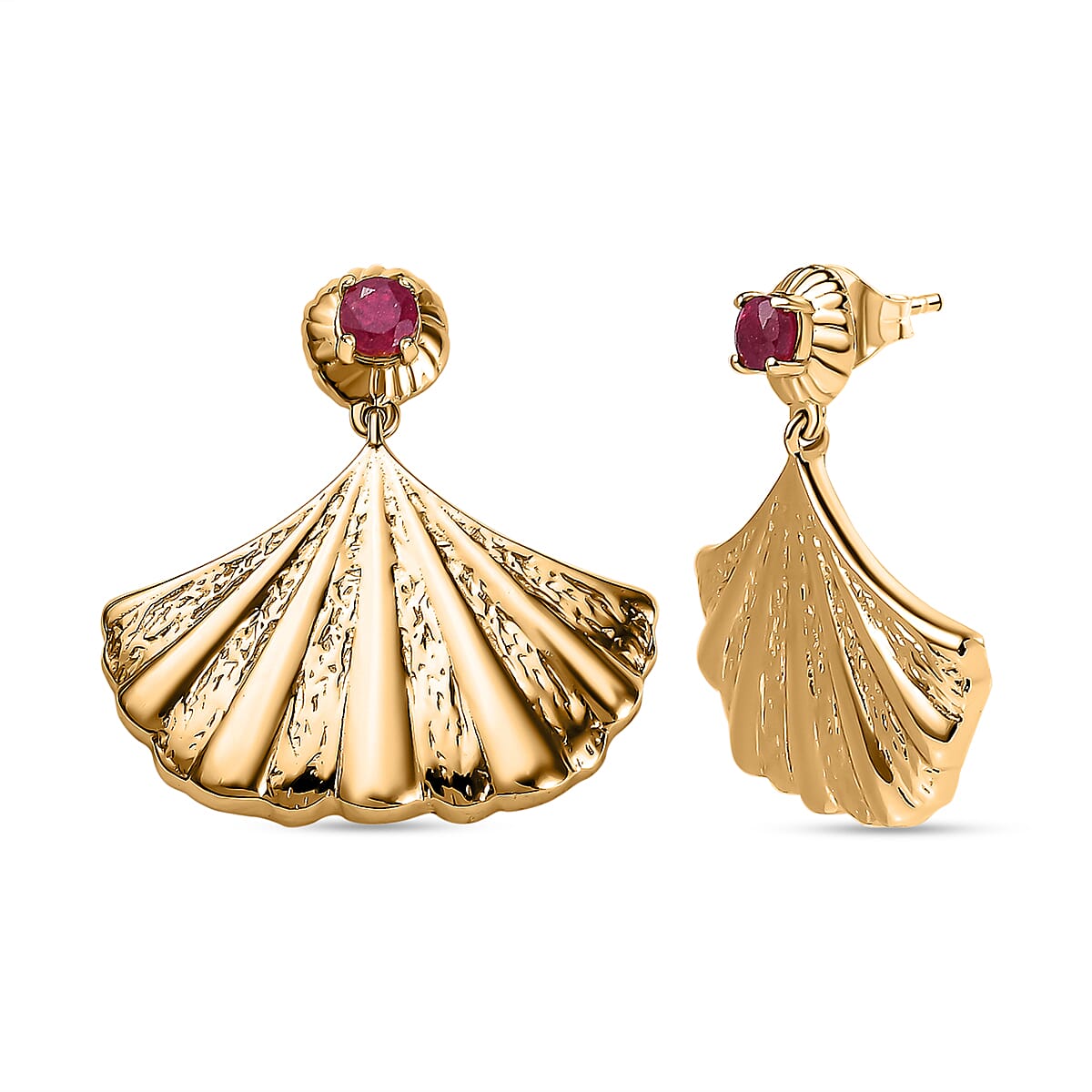 African Ruby  Solitaire Stud Push Post Earring in Vermeil YG Sterling Silver 0.50 ct,  Silver Wt. 7 Gms  0.518  Ct.