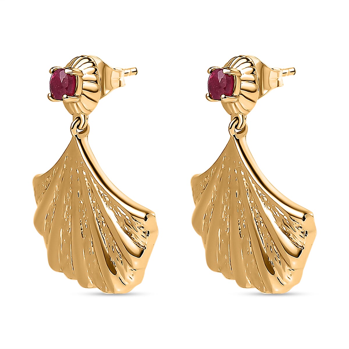 African Ruby  Solitaire Stud Push Post Earring in Vermeil YG Sterling Silver 0.50 ct,  Silver Wt. 7 Gms  0.518  Ct.