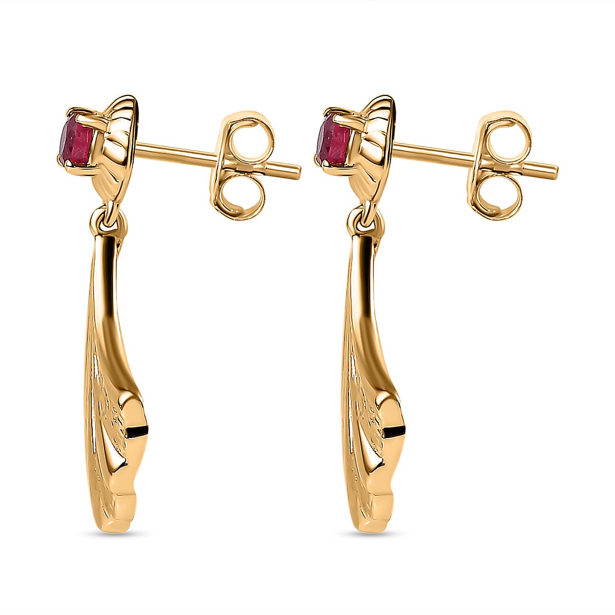 African Ruby  Solitaire Stud Push Post Earring in Vermeil YG Sterling Silver 0.50 ct,  Silver Wt. 7 Gms  0.518  Ct.