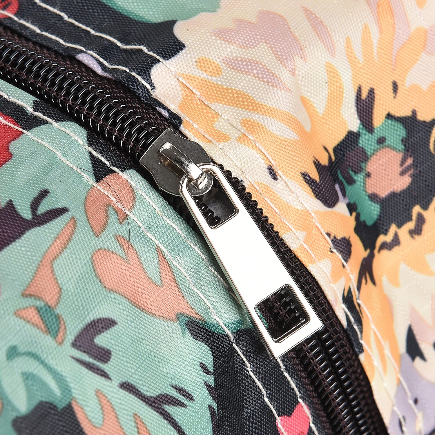 Set of 3 - Floral Pattern Tote Bag with Handle Drop - Black