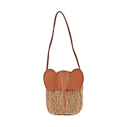 Designer Inspired Elephant Face Faux Leather Crossbody Bag with Long Shoulder Strap - Black