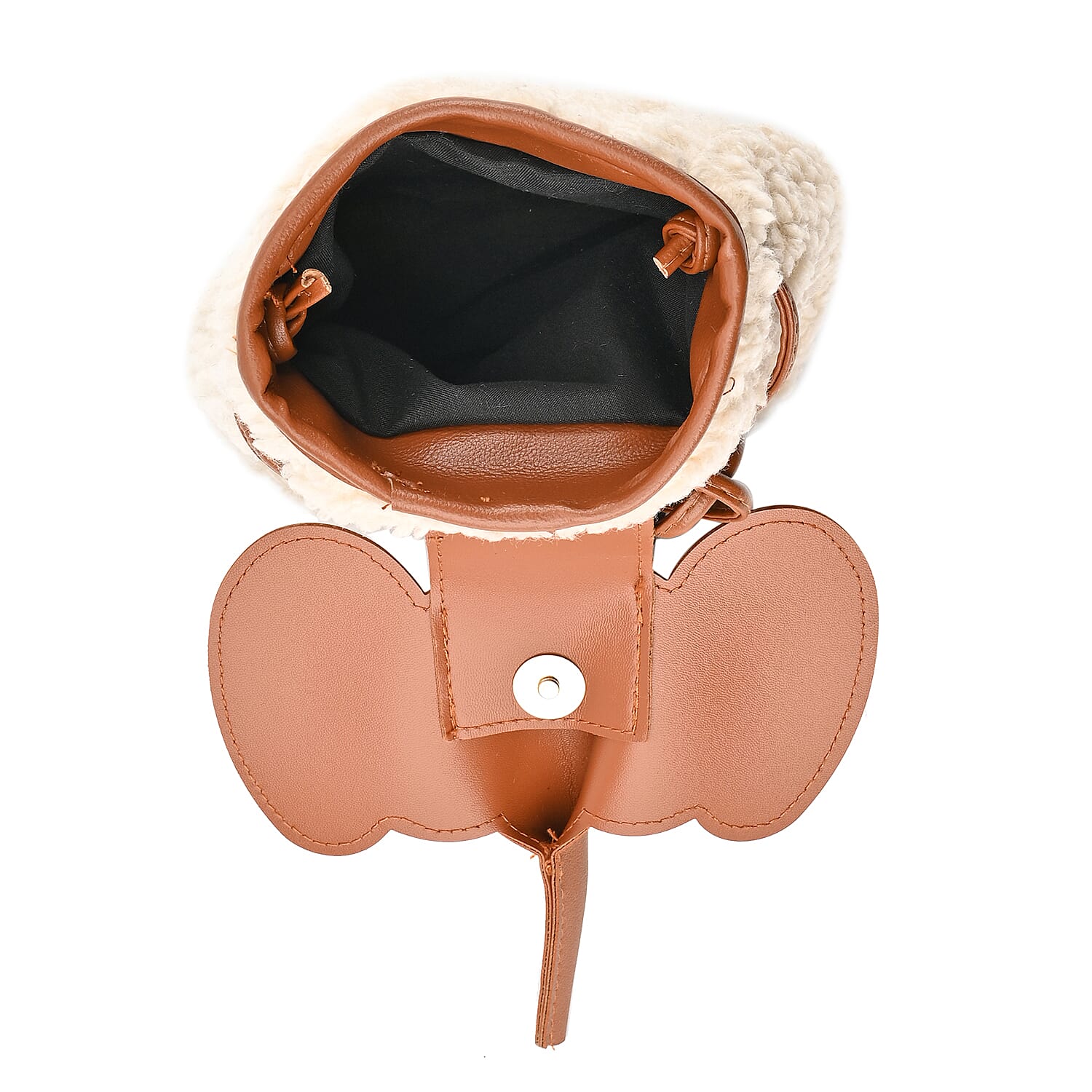 Designer Inspired Elephant Face Faux Leather Crossbody Bag with Long Shoulder Strap - Brown